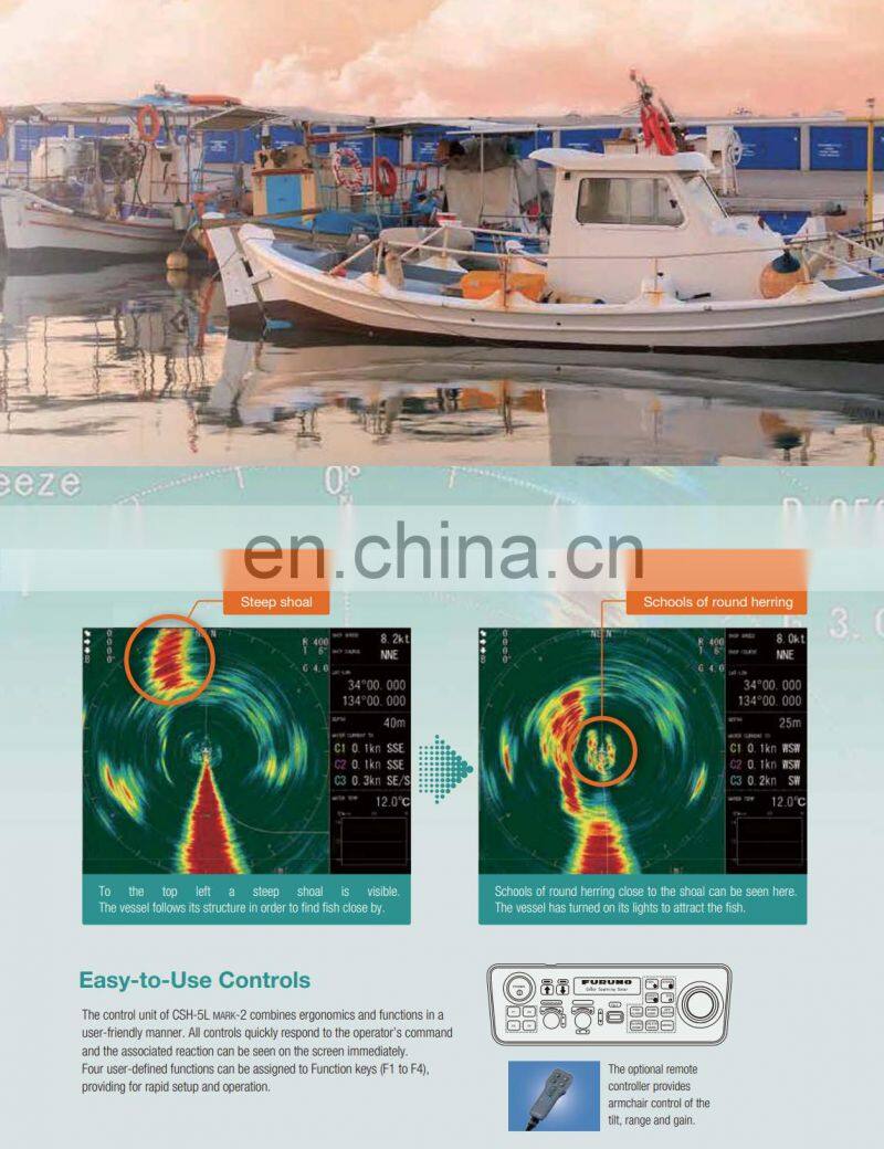 Marine electronics maritime navigation communication CSH5L-MK2 Furuno fish finder 68 kHz 15'' display full circle scanning sonar