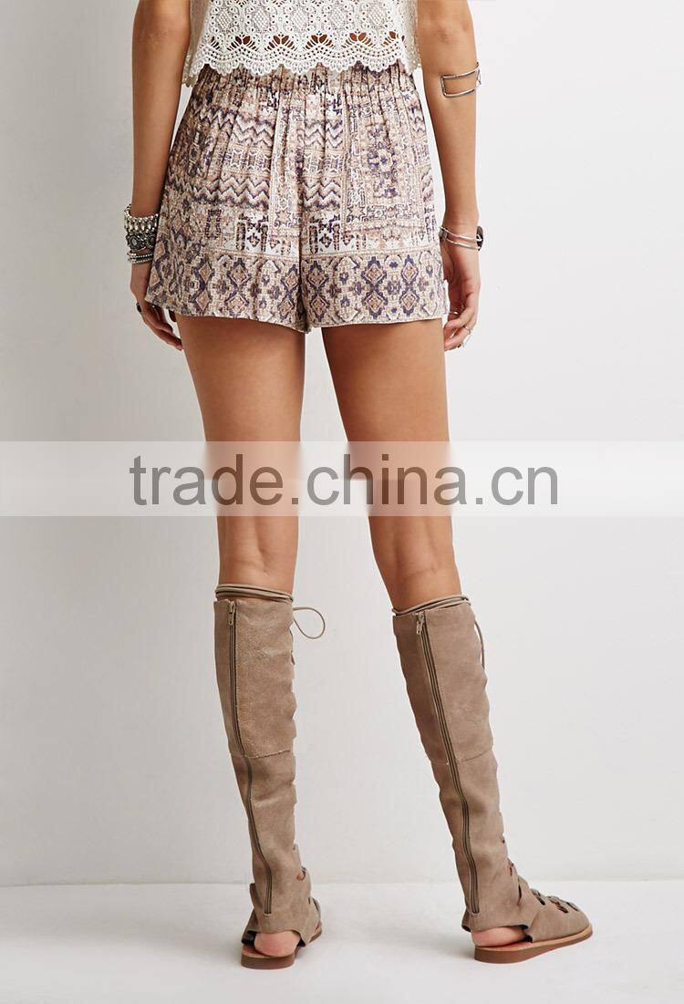 2015 china manufacturer customized latest design casual women print shorts
