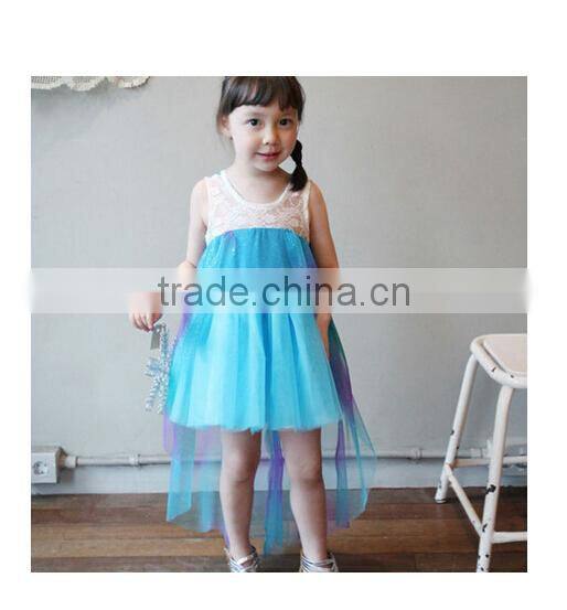 fashion Cheap wholesale new frozen elsa dress baby girls summer princess tutu dress for kids chil