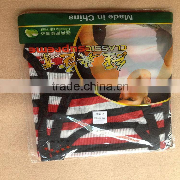 0.7USD Stock Cheappest Rib Cotton Colorful Strip Men Running Singlet/ Men Tops ( kcbx004 )