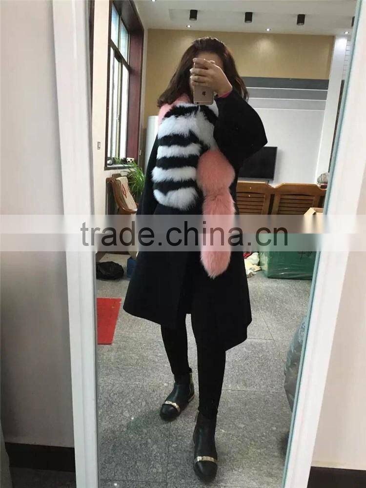 Personality Design Patchwork Real Fox Fur Shawl Scarf Women Winter