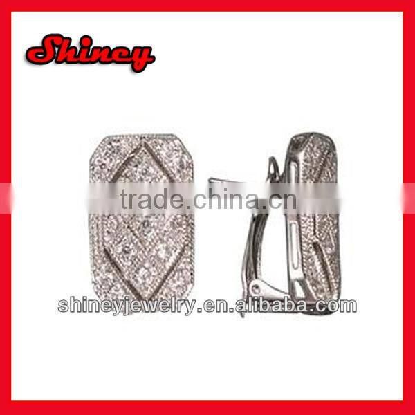 18k gold big XL earring for men,micro pave gold earring