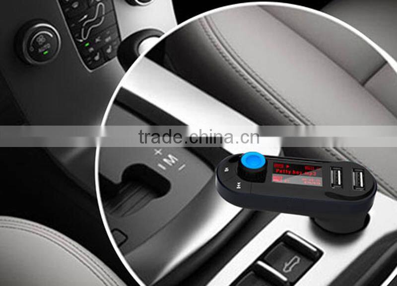 Mini usb fm transmitter, FM transmitter T66N with 2.1A car charger, with beautiful interface
