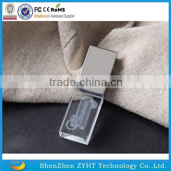 1gb factory price engraved logo crystal usb flash drive