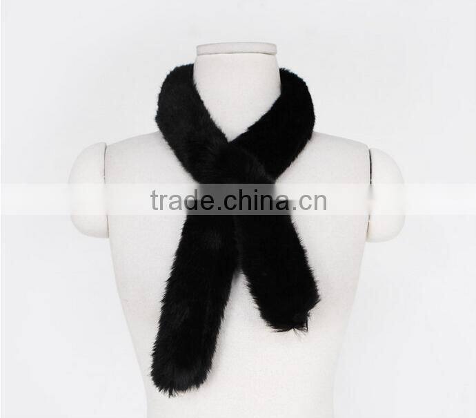 New Winter Fashion Lady Plain Plush Faux Rabbit Fur Scarf