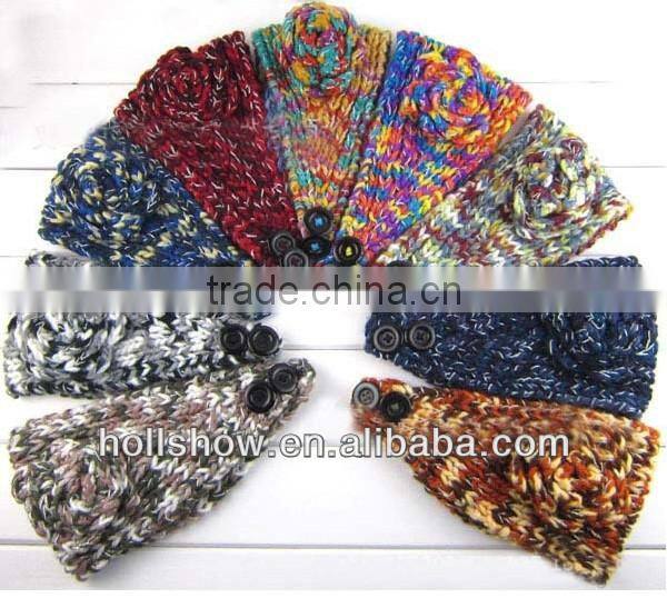 Fashion Crochet Knitted Flower Girls Winter Headband