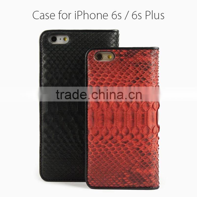 High quality real snake leather case for Iphone 6 genuine leather flip phone case