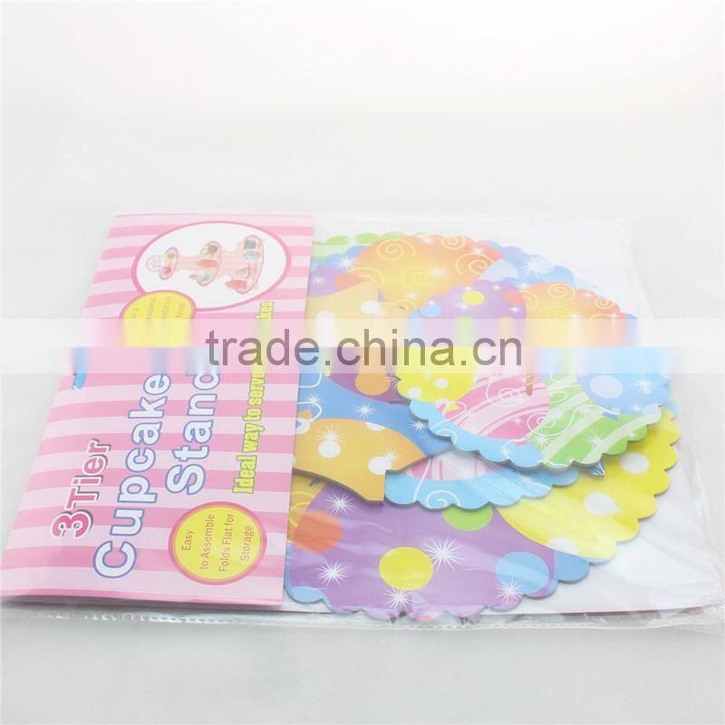 Cake Decoration 3 Tier Cardboard Cupcake Stand for Themed Parties.