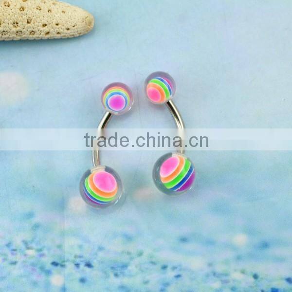 Multi-colour ball banana piercing wholesaler surgical steel 100 nickel free navel ring