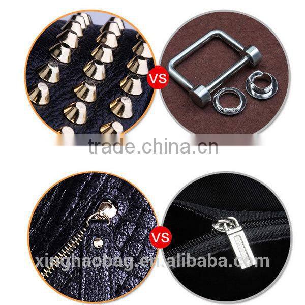Hot selling fashionable triangle shaped leather backpack with rivet