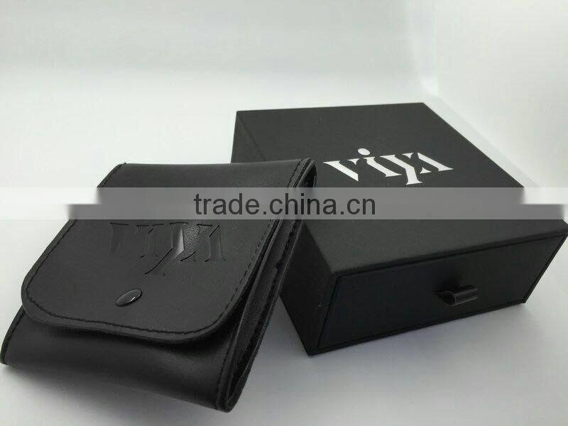 2016 HOT SALE Customized Black Jewelry Box Luxury Gift Box set with PU Pounch bag