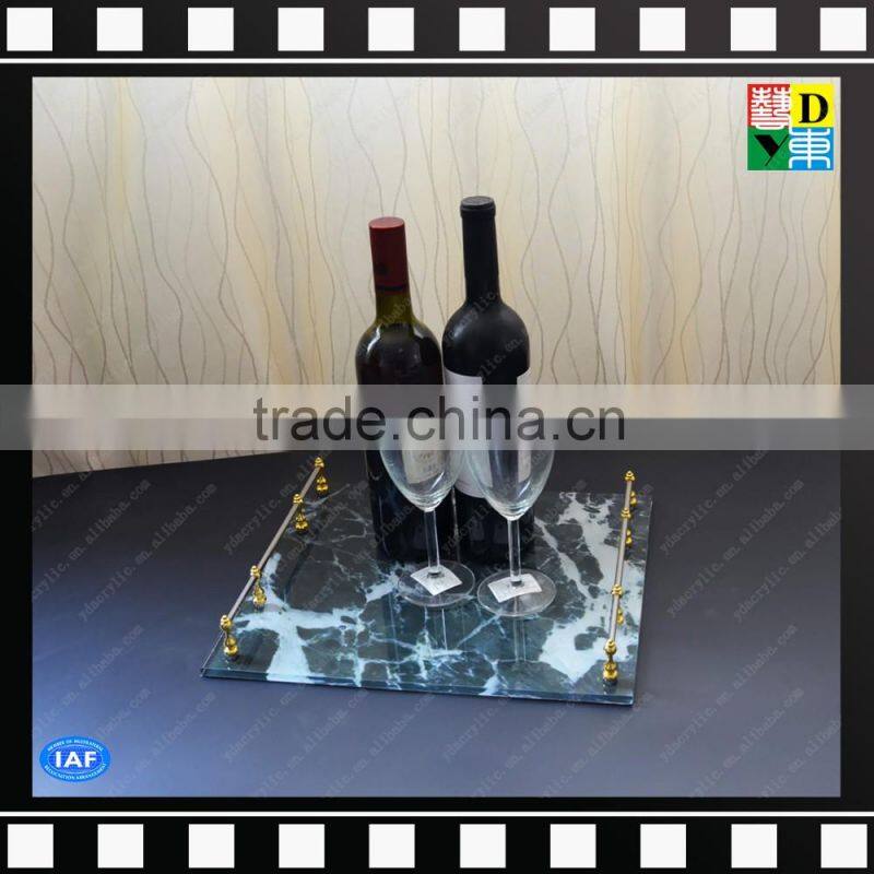 Hot sale Clear Acrylic serving trays sets with printing pattern