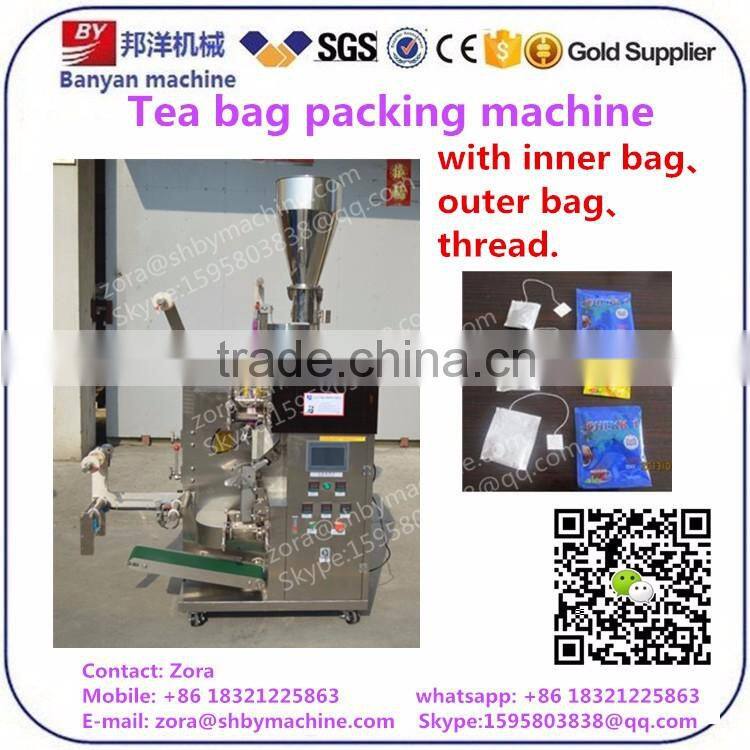 Automatic filter paper Tea bag packing machine with string and tag and envelope