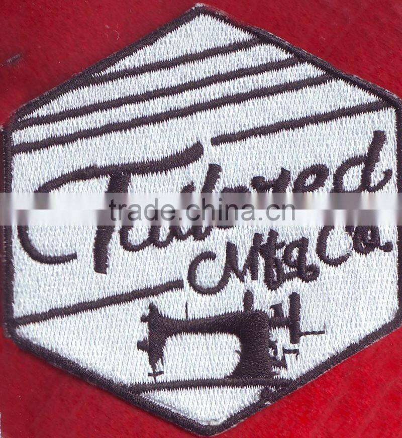 cheap polygon design iron-on backing embroidery patch for jeans