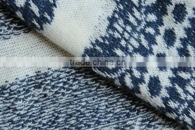 100% blue and white cotton jacquard fabric
