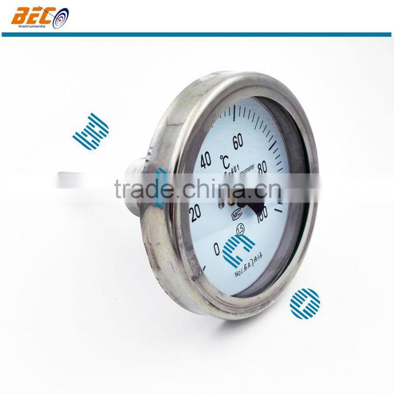 Stainless steel temperature gauge with back mounting