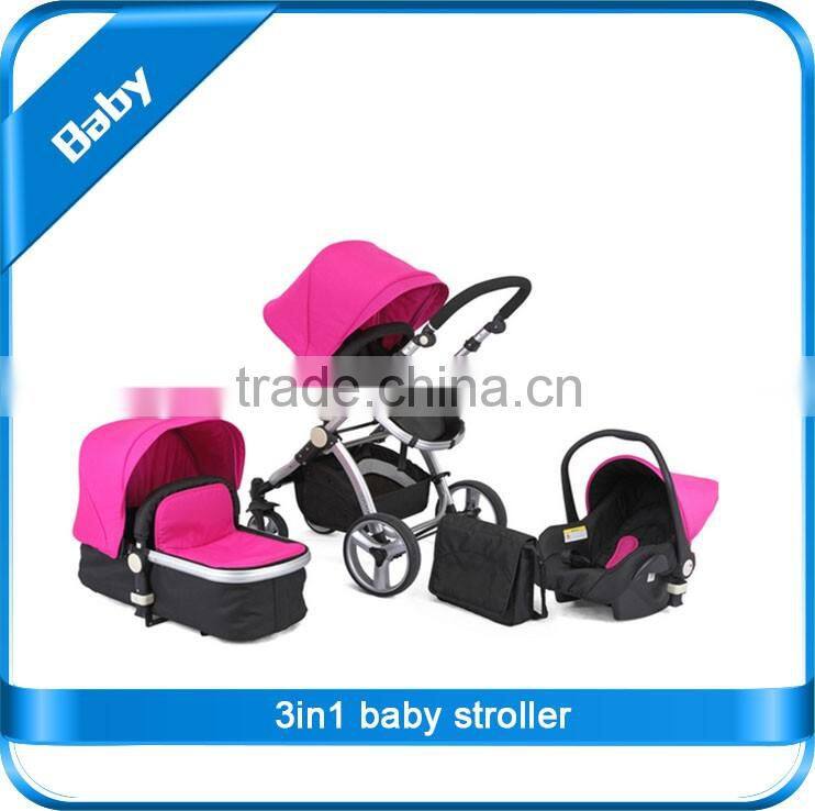 EN 1888 colorful AL frame air wheel 3in1 baby stroller with car seat and carrycot