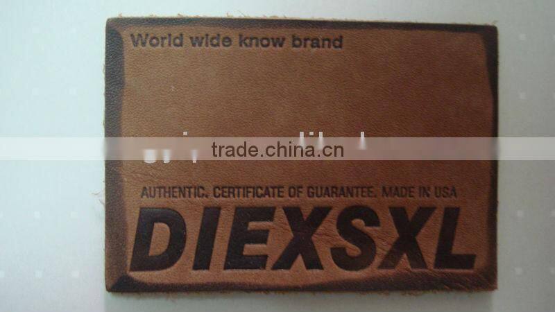 2014 hot sale color embossed jeans real leather patches