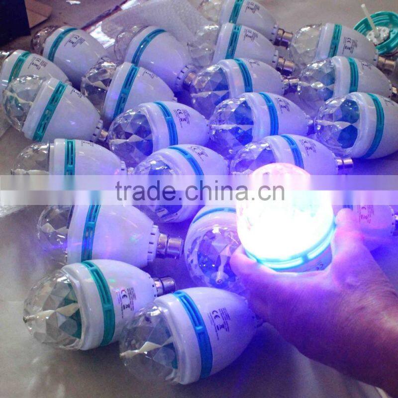 Factory Direct 3w RGB Stage Lighting Self Auto Led Rotating Light Bulb Lamp