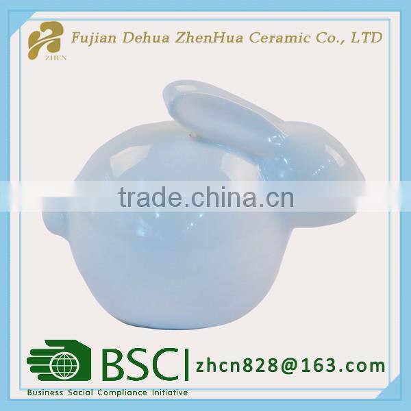 mini white glazed ceramic easter rabbit figurine