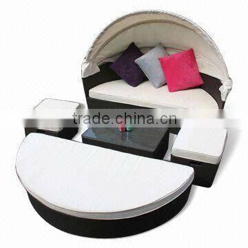 outdoor synthetic rattan furniture aluminium beach bed