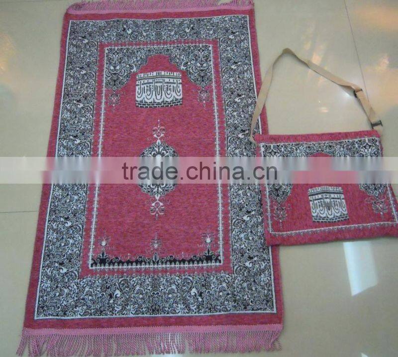 chenille muslim prayer rug with bag Muslim rugs