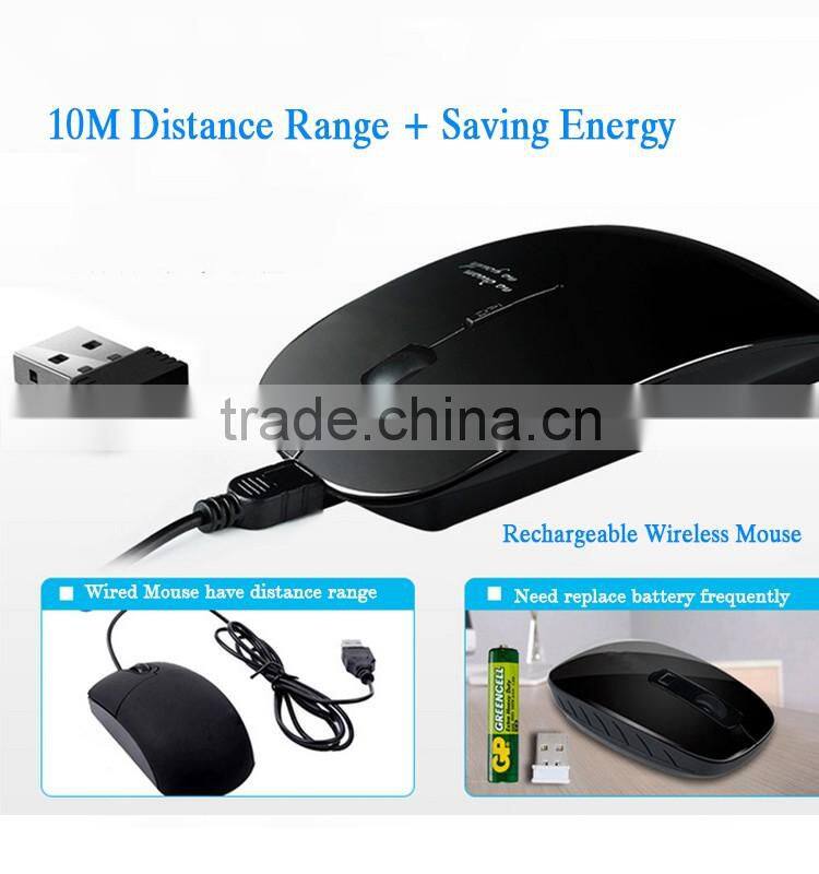 Fashional USB Rechargeable Unique 2.4Gh Wireless Mouse for Apple Notebook