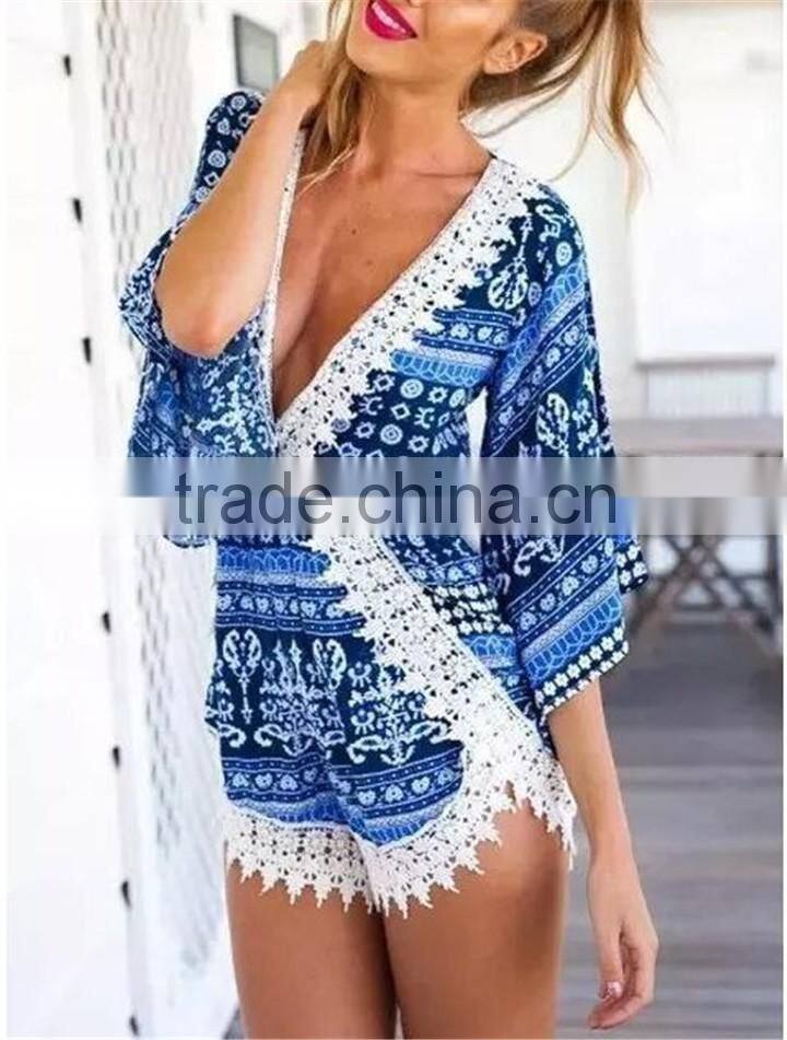 Wholesale Sexy Design Lace Trim Latest Design Beach Tunic