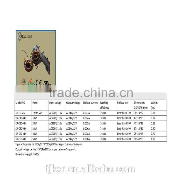 CE ROHS approved small toroidal transformer 230V 115V
