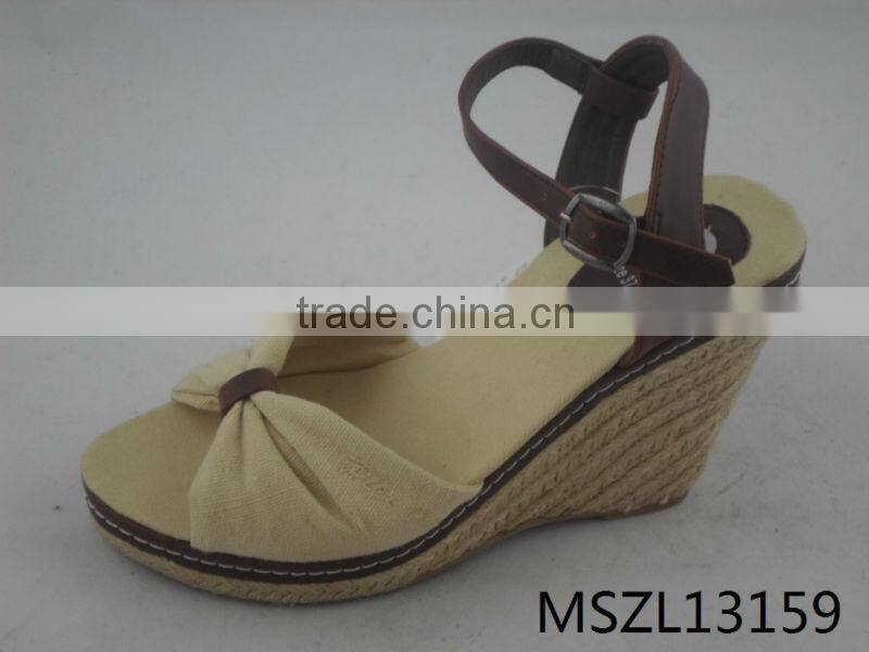Wholesale high heel wedges canvas shoes for ladies