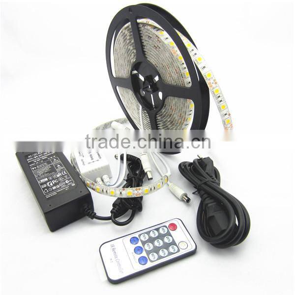 SMD5050 60 LEDs per Meter Dimmable LED Strip Set with LED Power and Remote Control Full Set