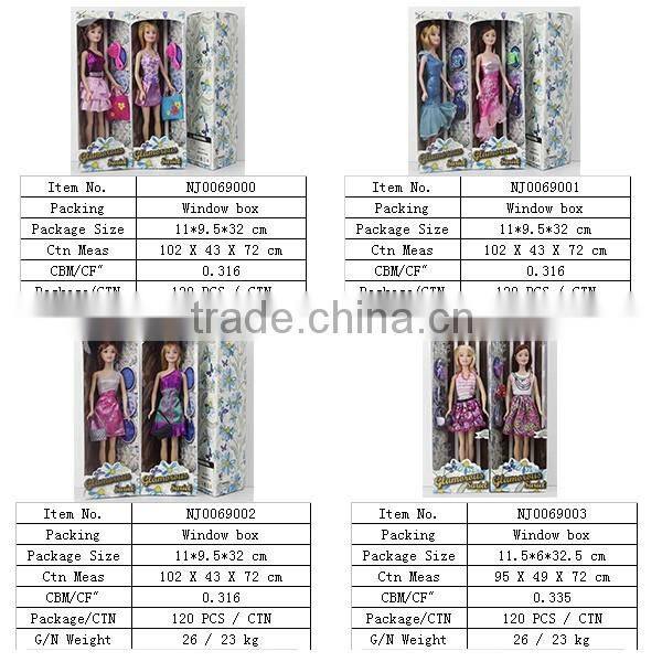 Hot sale pretty dress single doll with handbag and shoes