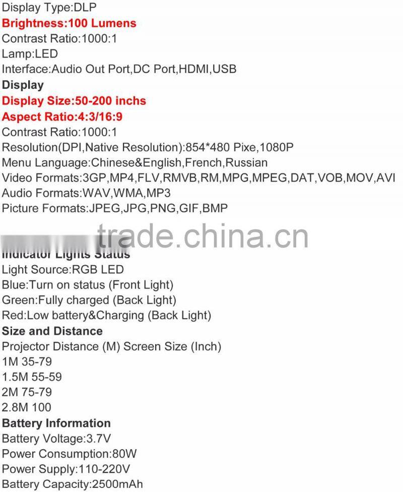 China Factory Professional Smart Mini projector for smartphones