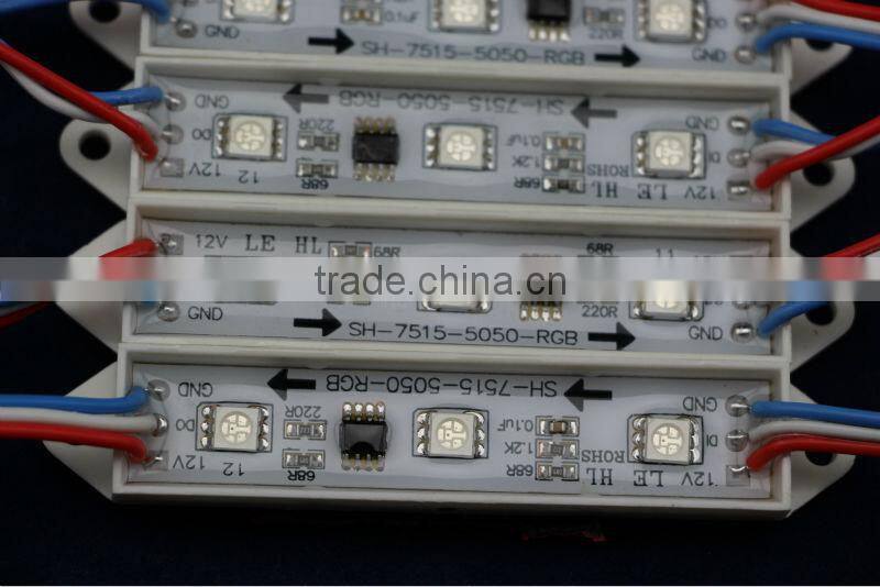 ip67 12v 3leds/module 20pcs/string rectangle 75*15mm full color ws2811 LED Pixels module