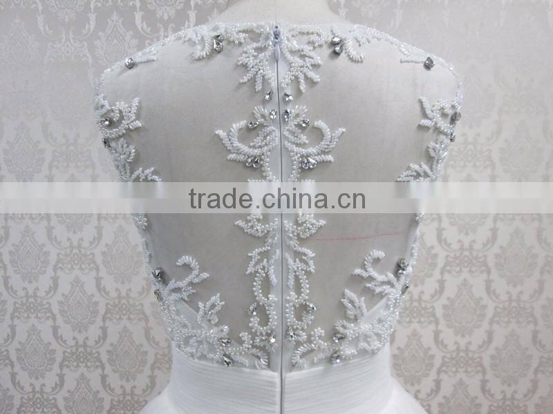 WD10 Hot selling Senior Hand-made beaded bling crystal White Wedding Dress