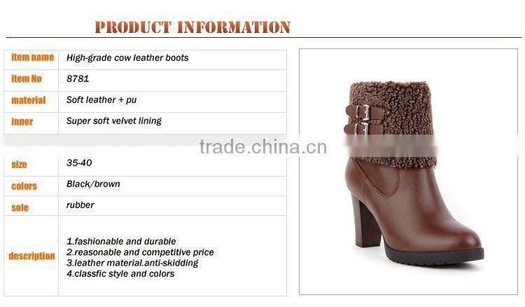 Rubber sole genuine leather boot