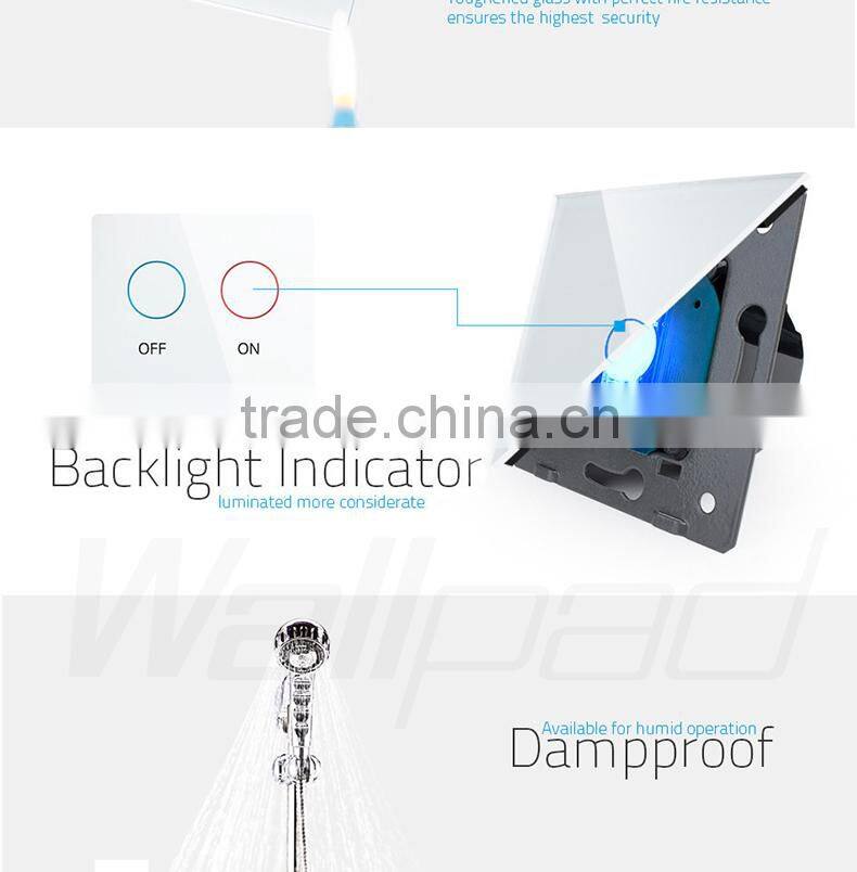Hot Sales Wallpad Luxury White LED Indicator Waterproof Crystal Glass 110~250V German EU Standard Wall Socket Switch