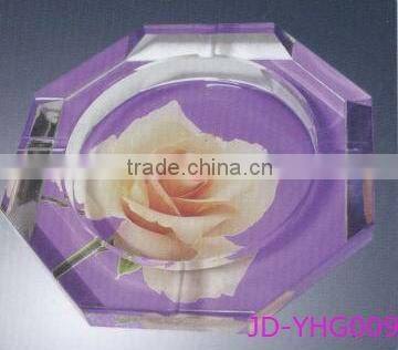 New Design mordern square Rectangle engraved Crystal Ashtray