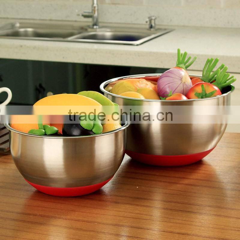 2016 Hot sale 3pcs Stainless Steel Non-Slip Mixing Bowl
