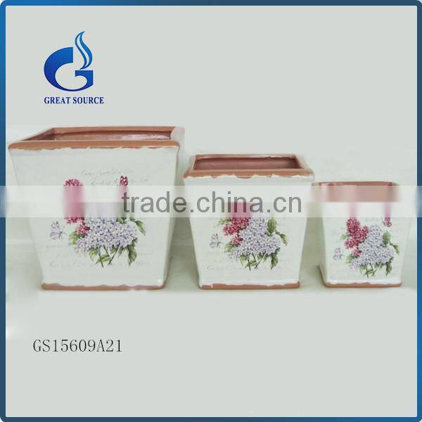 China custom square shape garden stone flower pot