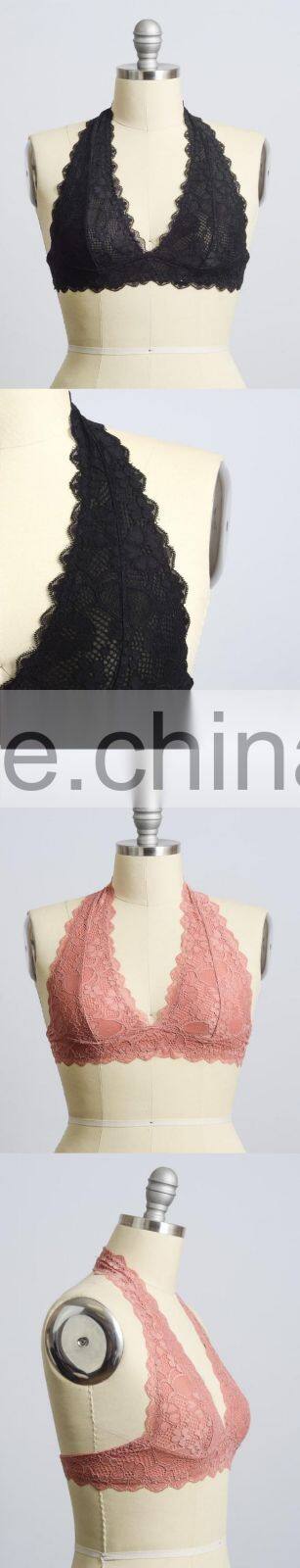 Hot Sale American Style Women Bralette Lace Halter Top Bralette