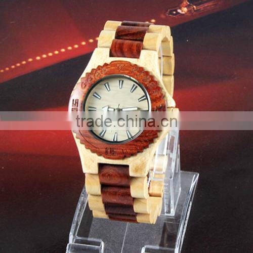 latest wood case and band vogue hot sale men custom attractive watch(WJ-3909)