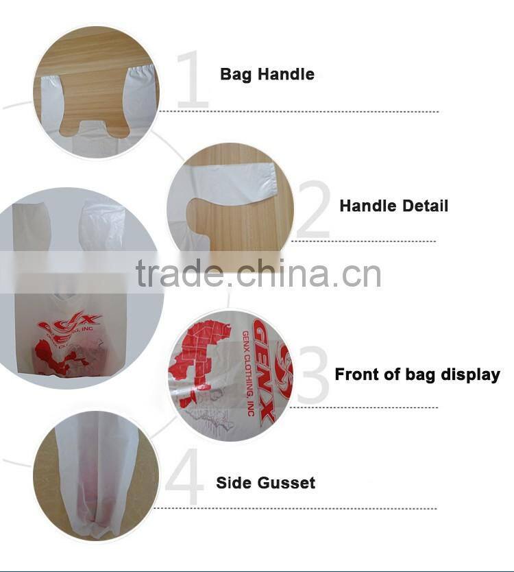 Cheap supermarket plastic t-shirt shopping bag with vest handles for snack food packaging