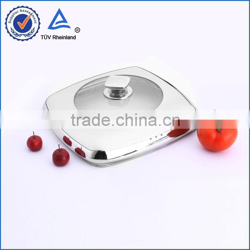 New design universal half stainless half glass pot lid
