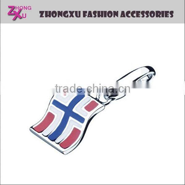 Custom silvery Norway flag charm