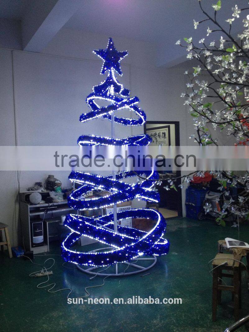 Outdoor Christmas Decoration Blue Led Light /giant Chrismtas Tree Spiral with Star on Top