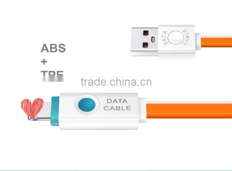 Universal USB Charger LED USB Cable for Android, Fashinable TPE Flat Data Cable