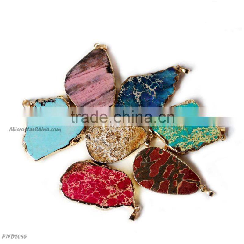 Bright Pink Irregular Nature Stone Pendant