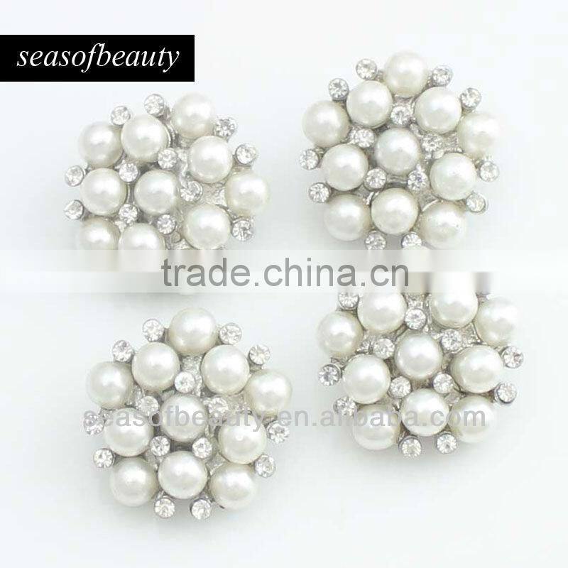 Wholesale Fashion Flower Pearl Round Rhinestone Button for Wedding