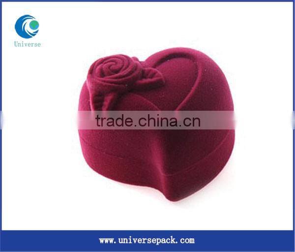Jewelry Boxes Red Rose Flower Design Flocking Box Made For Hot Sale